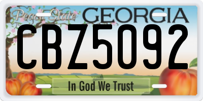 GA license plate CBZ5092