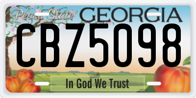 GA license plate CBZ5098