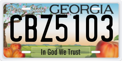 GA license plate CBZ5103