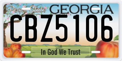 GA license plate CBZ5106