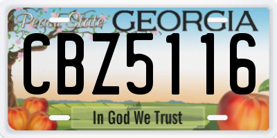 GA license plate CBZ5116