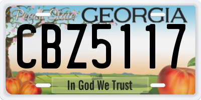 GA license plate CBZ5117