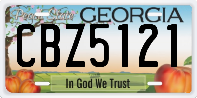 GA license plate CBZ5121