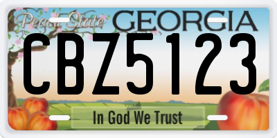 GA license plate CBZ5123