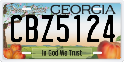 GA license plate CBZ5124