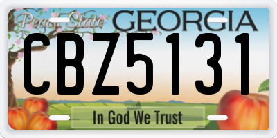 GA license plate CBZ5131