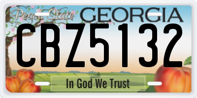 GA license plate CBZ5132