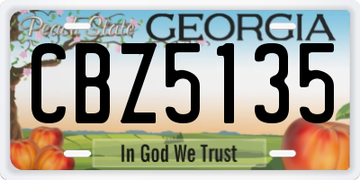 GA license plate CBZ5135