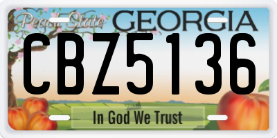 GA license plate CBZ5136