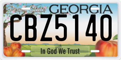 GA license plate CBZ5140