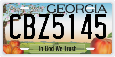 GA license plate CBZ5145
