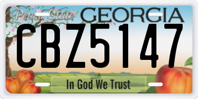 GA license plate CBZ5147
