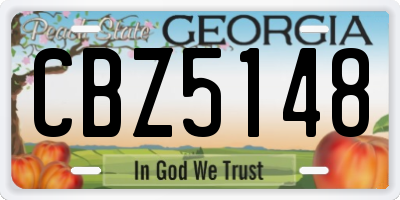 GA license plate CBZ5148