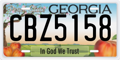 GA license plate CBZ5158