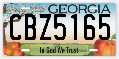GA license plate CBZ5165
