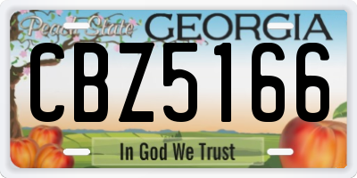 GA license plate CBZ5166