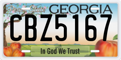 GA license plate CBZ5167