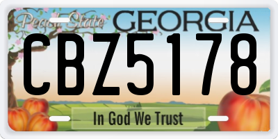 GA license plate CBZ5178