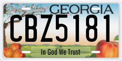 GA license plate CBZ5181