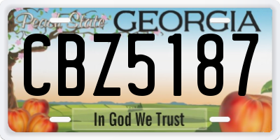 GA license plate CBZ5187