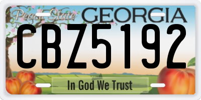 GA license plate CBZ5192