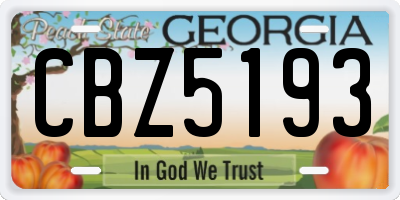 GA license plate CBZ5193