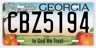 GA license plate CBZ5194