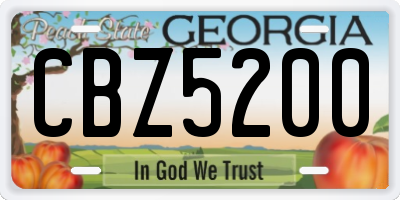 GA license plate CBZ5200