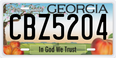 GA license plate CBZ5204