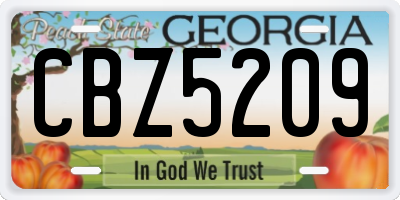 GA license plate CBZ5209