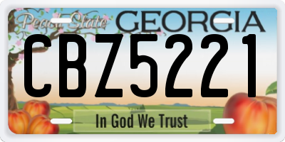 GA license plate CBZ5221