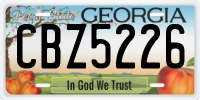 GA license plate CBZ5226