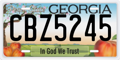 GA license plate CBZ5245