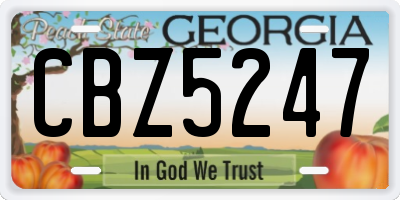 GA license plate CBZ5247