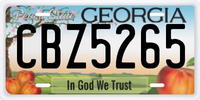GA license plate CBZ5265