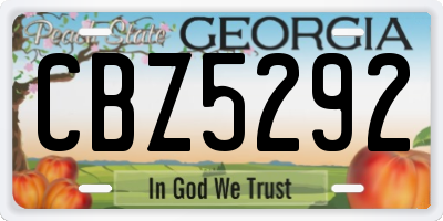 GA license plate CBZ5292