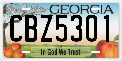 GA license plate CBZ5301