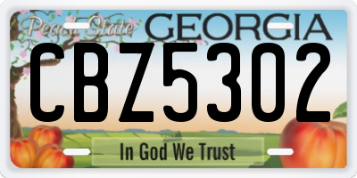GA license plate CBZ5302