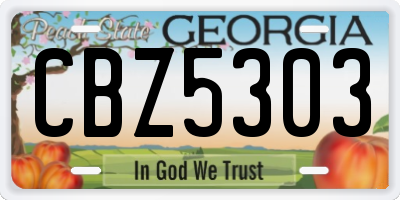 GA license plate CBZ5303