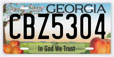 GA license plate CBZ5304