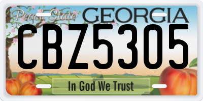 GA license plate CBZ5305