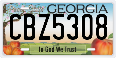 GA license plate CBZ5308