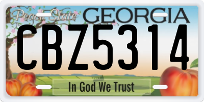 GA license plate CBZ5314