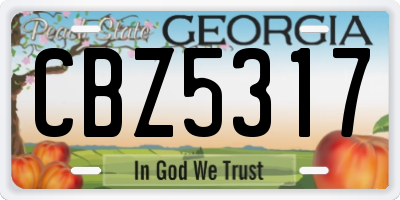 GA license plate CBZ5317