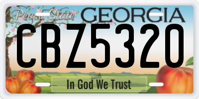 GA license plate CBZ5320