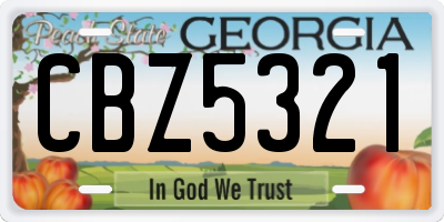 GA license plate CBZ5321