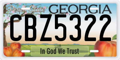 GA license plate CBZ5322