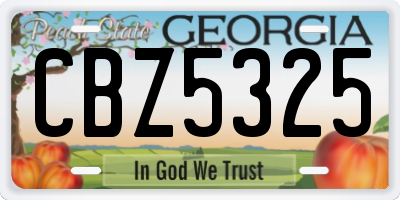 GA license plate CBZ5325