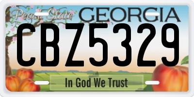GA license plate CBZ5329