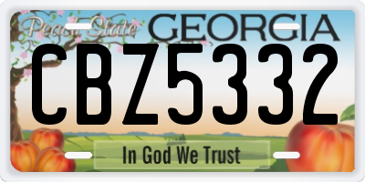 GA license plate CBZ5332